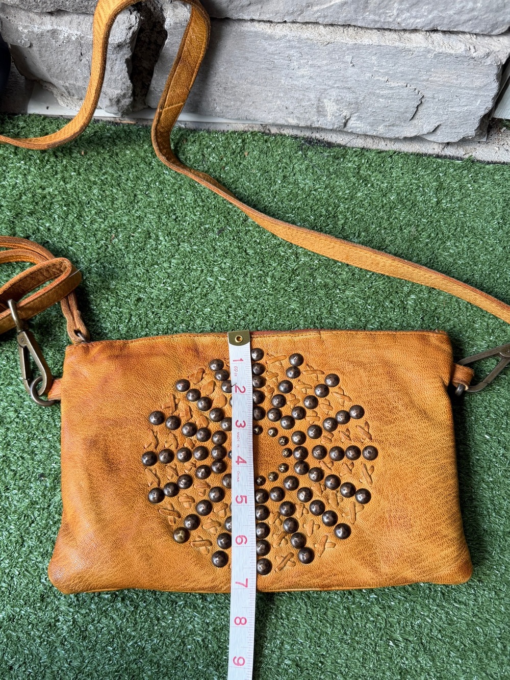 Viola Castellani Brown Leather Studded Womens Crossbody Bag - Picture 12 of 13